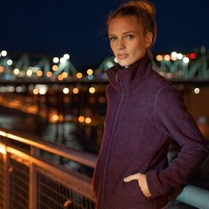 Nau Randygoat Maroon Shearling Zip-Up Jacket Sherpa Teddy Jacket Size Large